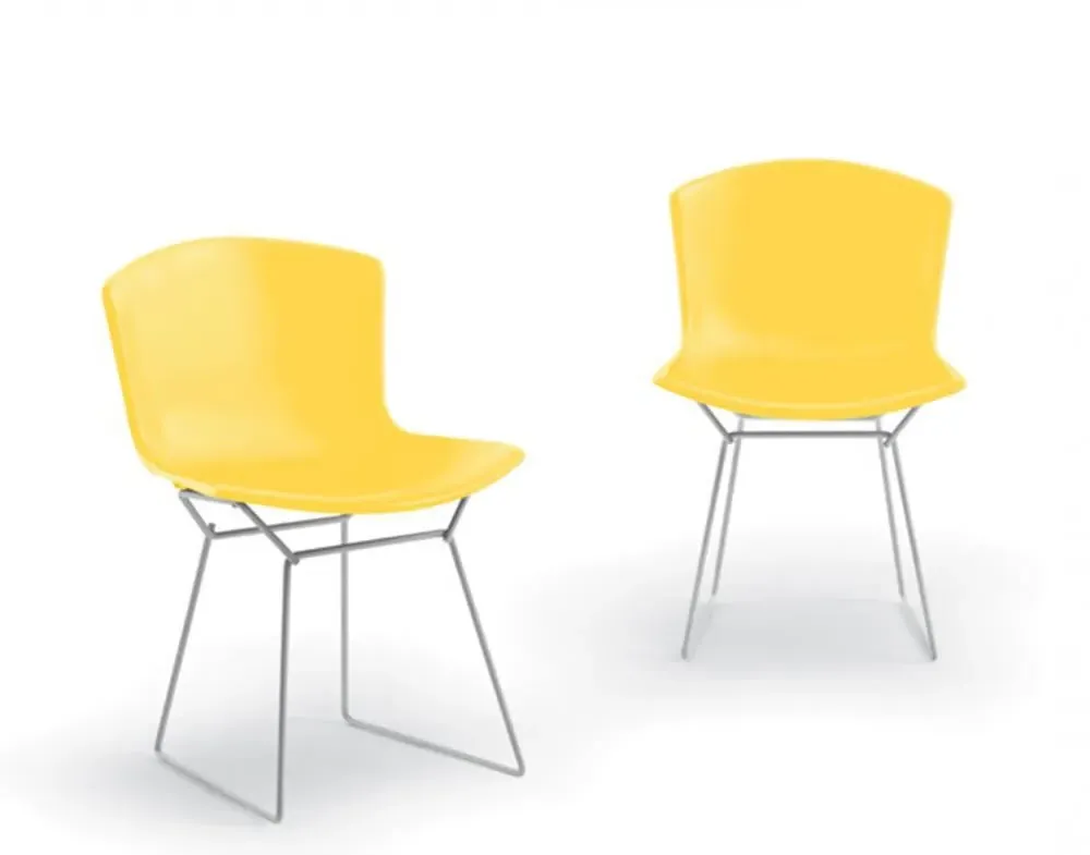 Side Chair with Chrome Base - Yellow, Plastic