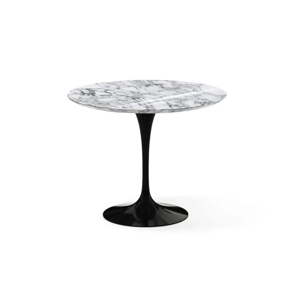 Small Round Dining Table with Pedestal - White, Marble