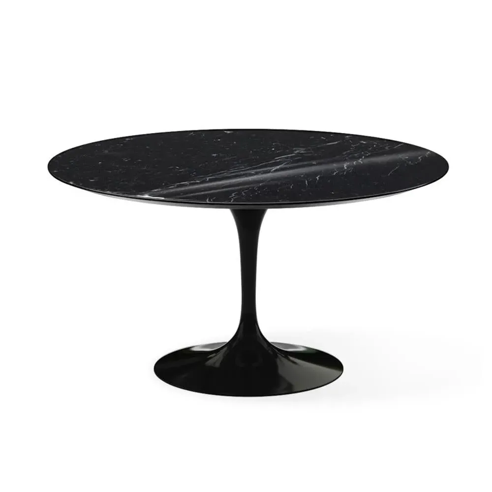 XL Round Dining Table with Pedestal - Black, Marble