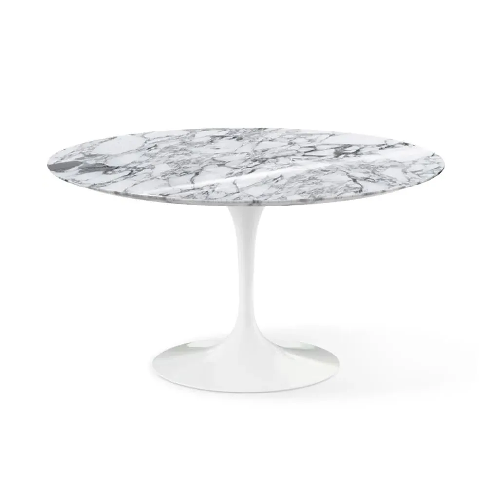 XL Round Dining Table with Pedestal - White, Marble