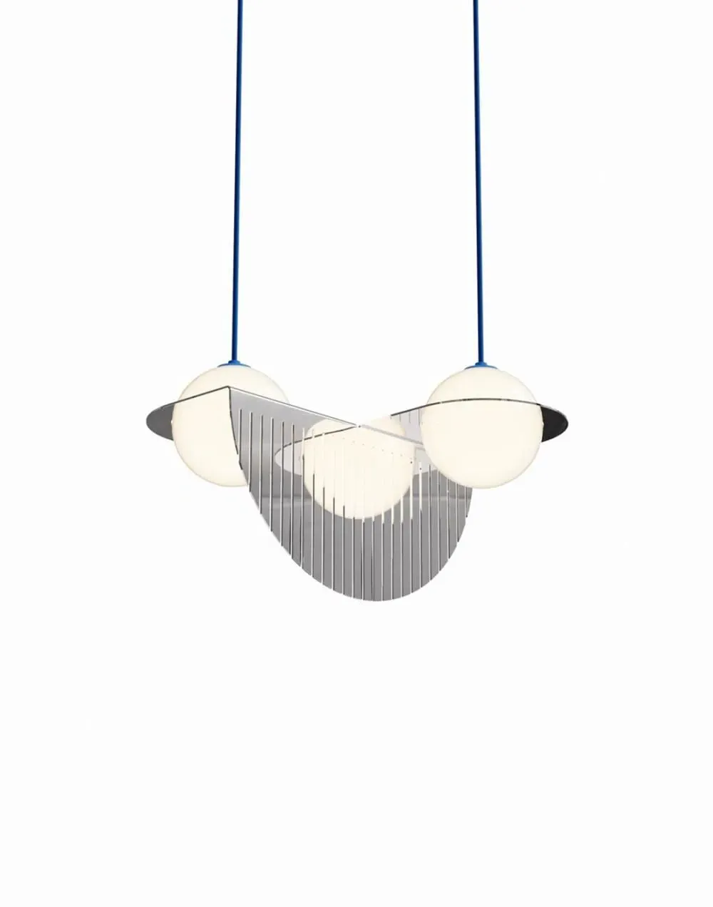 2-Globe Pendant Light - Nickel, Opal Glass image