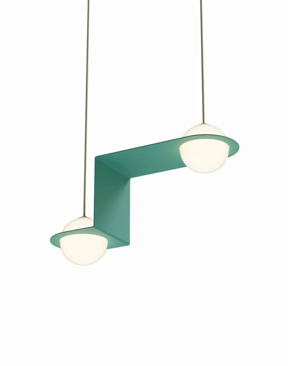 2-Globe Pendant Light - Turquoise, Opal Glass