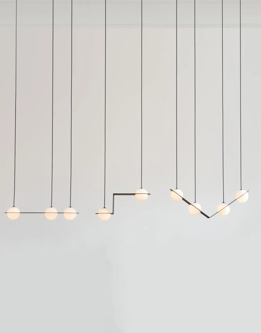 3-Light Pendant Light Angled Mount - Black, Brass