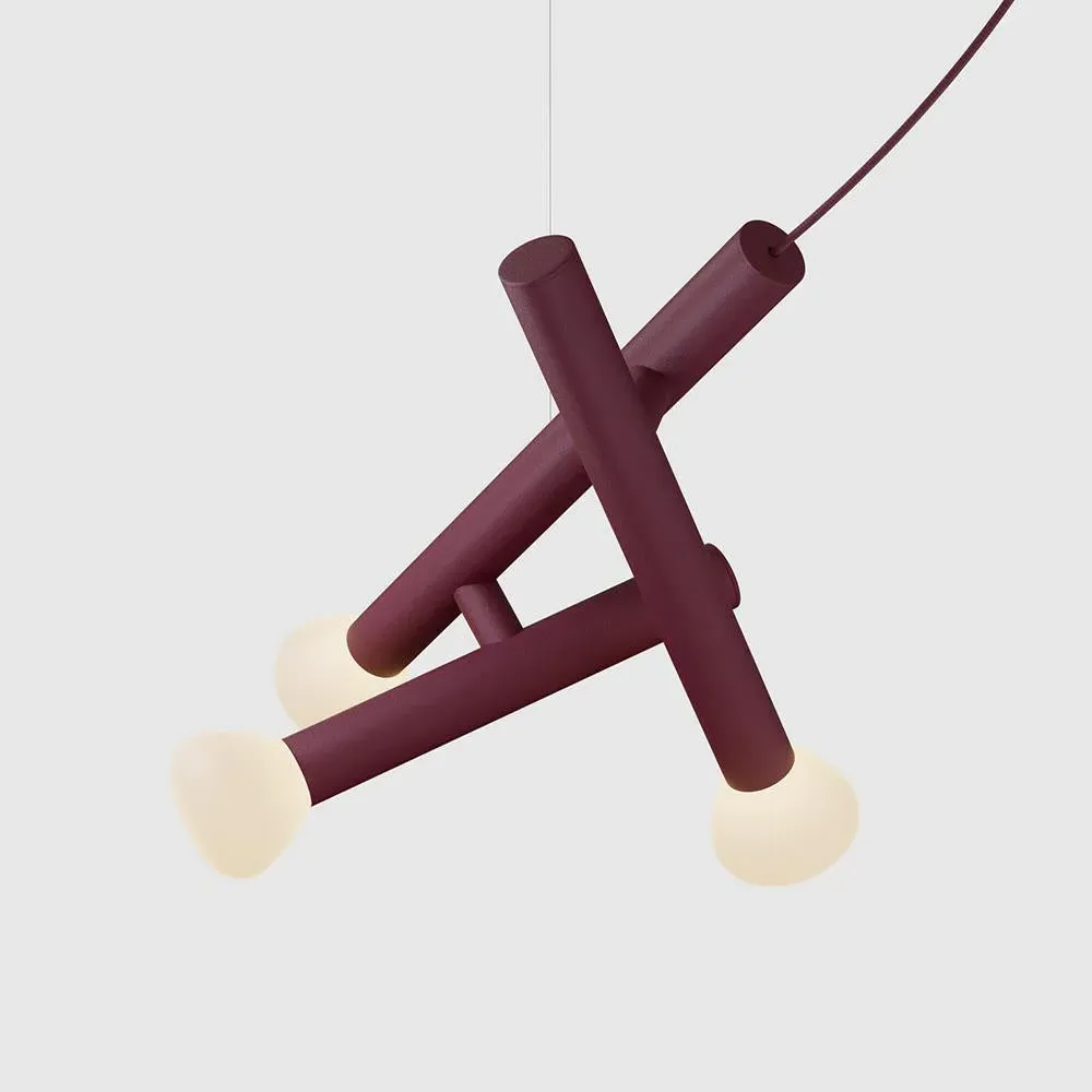 3-Light Pendant Light LED - Burgundy, Aluminium