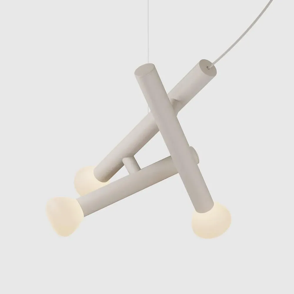 3-Light Pendant Light with LED - Beige, Aluminium