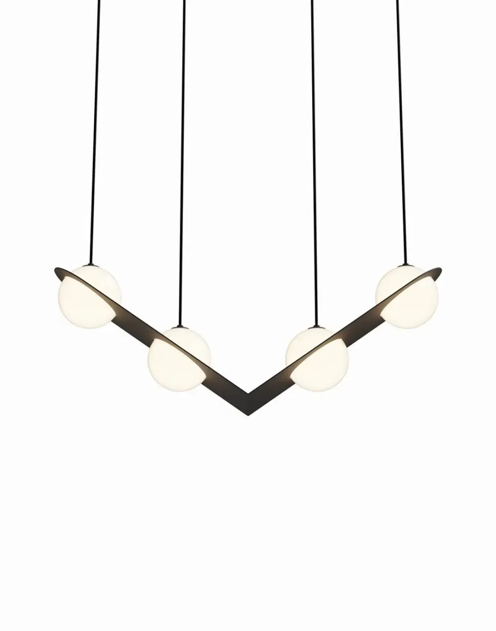 4-Light Pendant Light - Black, Glass image