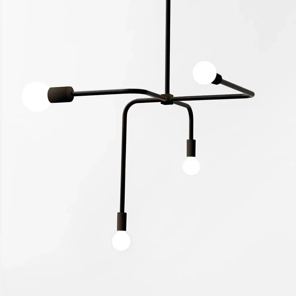 4-Light Pendant Light - Black, Steel