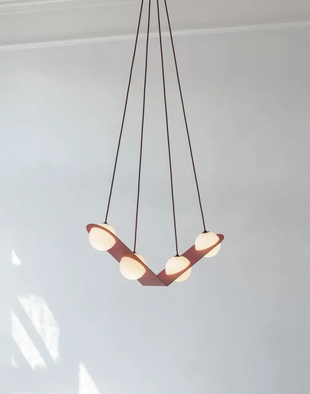 4-Light Pendant Light - Burgundy, Glass