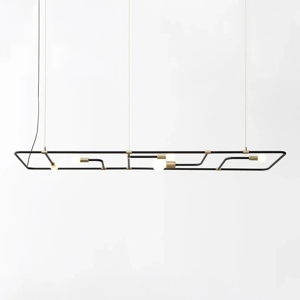 Beaubien Ceiling Light with 5 Globes - Black & Brass, Steel image