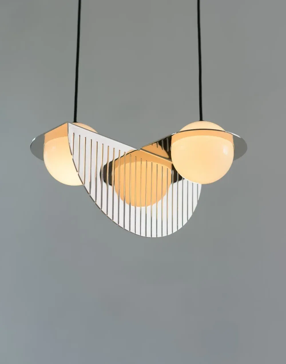 Divided Pendant Light with 2 Globes - Burgundy