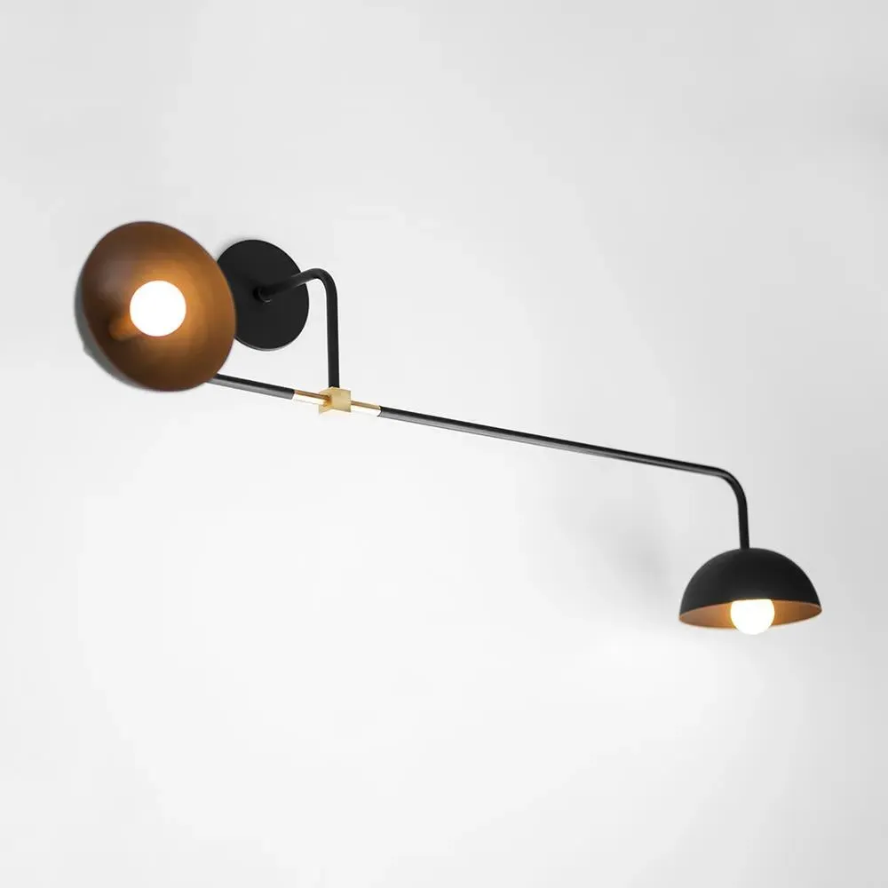 Double Wall Light with Adjustable Arms - Black, Steel