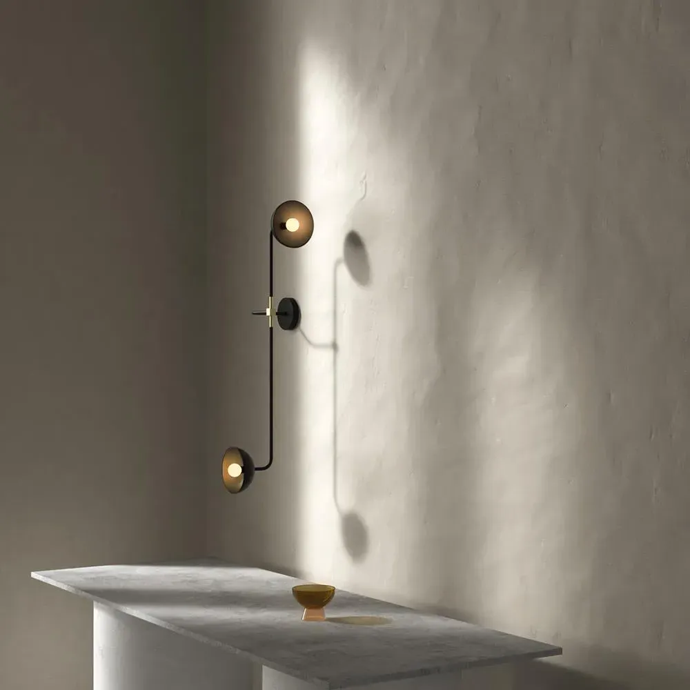Double Wall Light with Adjustable Arms - Black, Steel