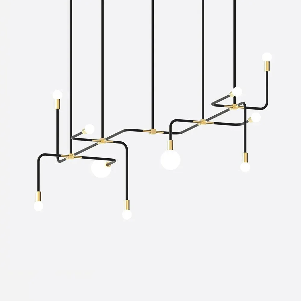 Extended Suspension Light - Brass, Steel