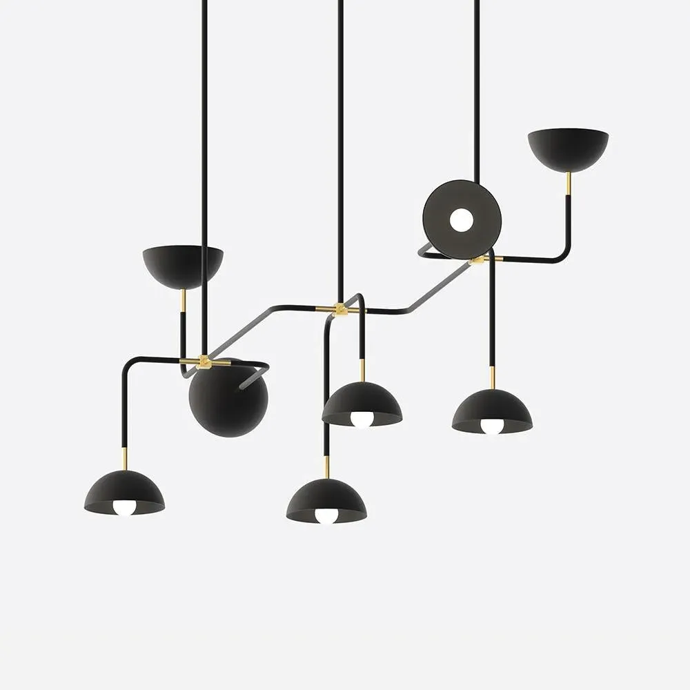 Extended Suspension Light with Domes - Black, Graphite