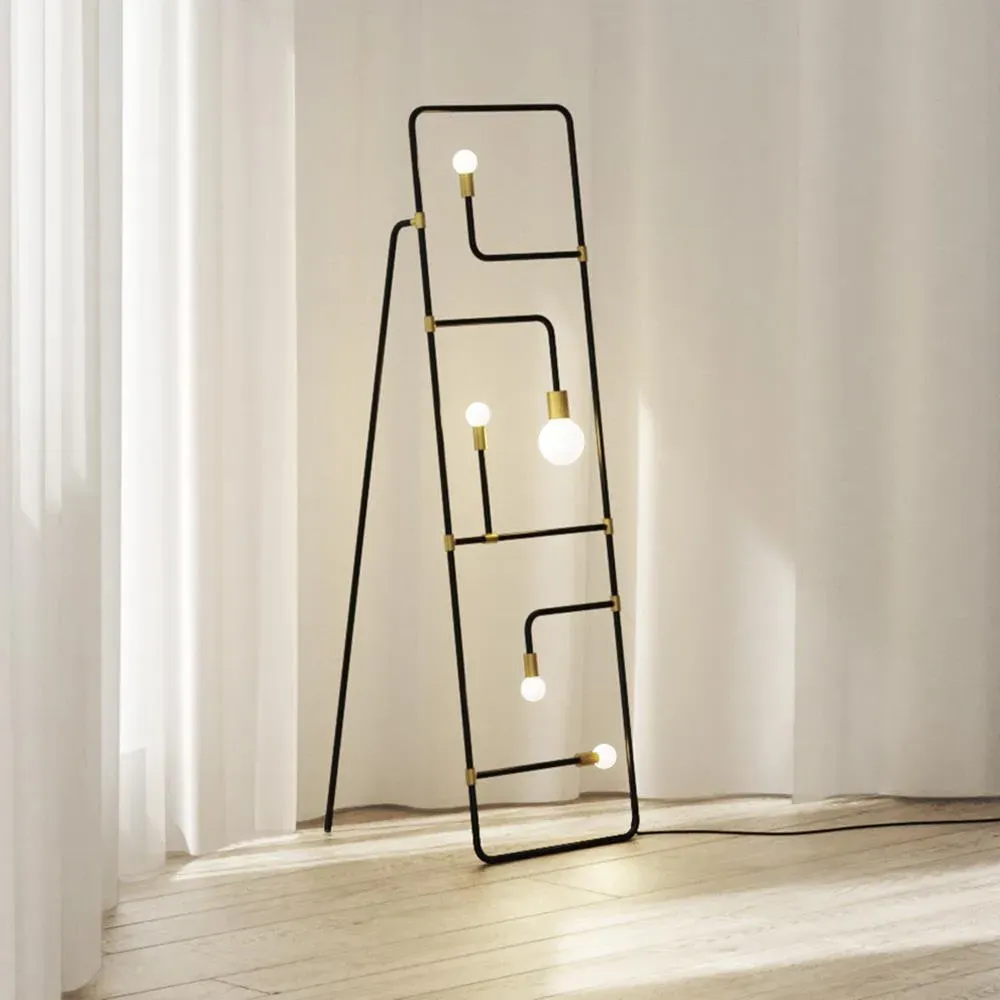 Floor Light with Globe Shades - Black, Steel