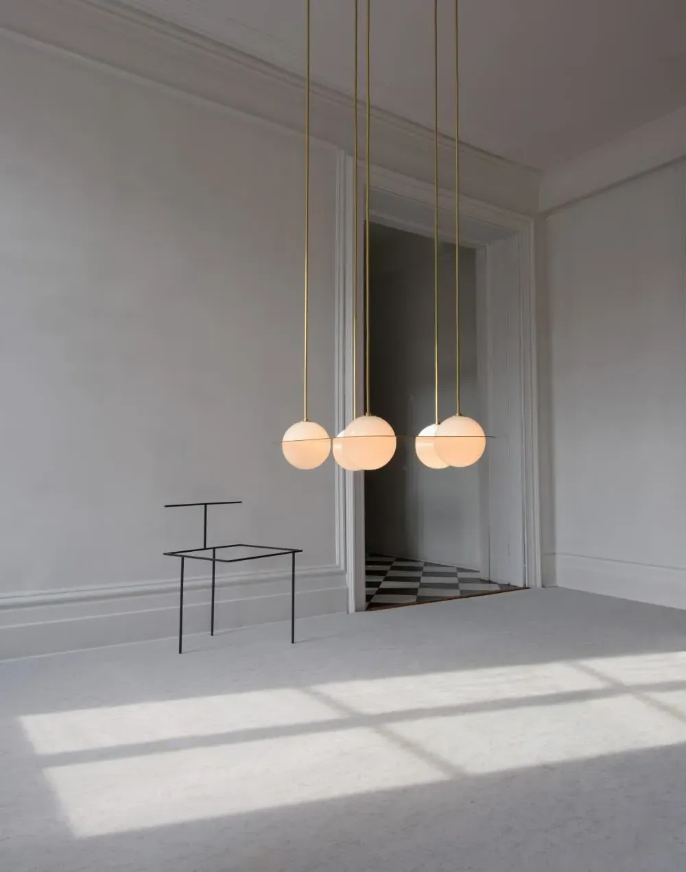 Hexagon Pendant Light with 5 Globes - Burgundy