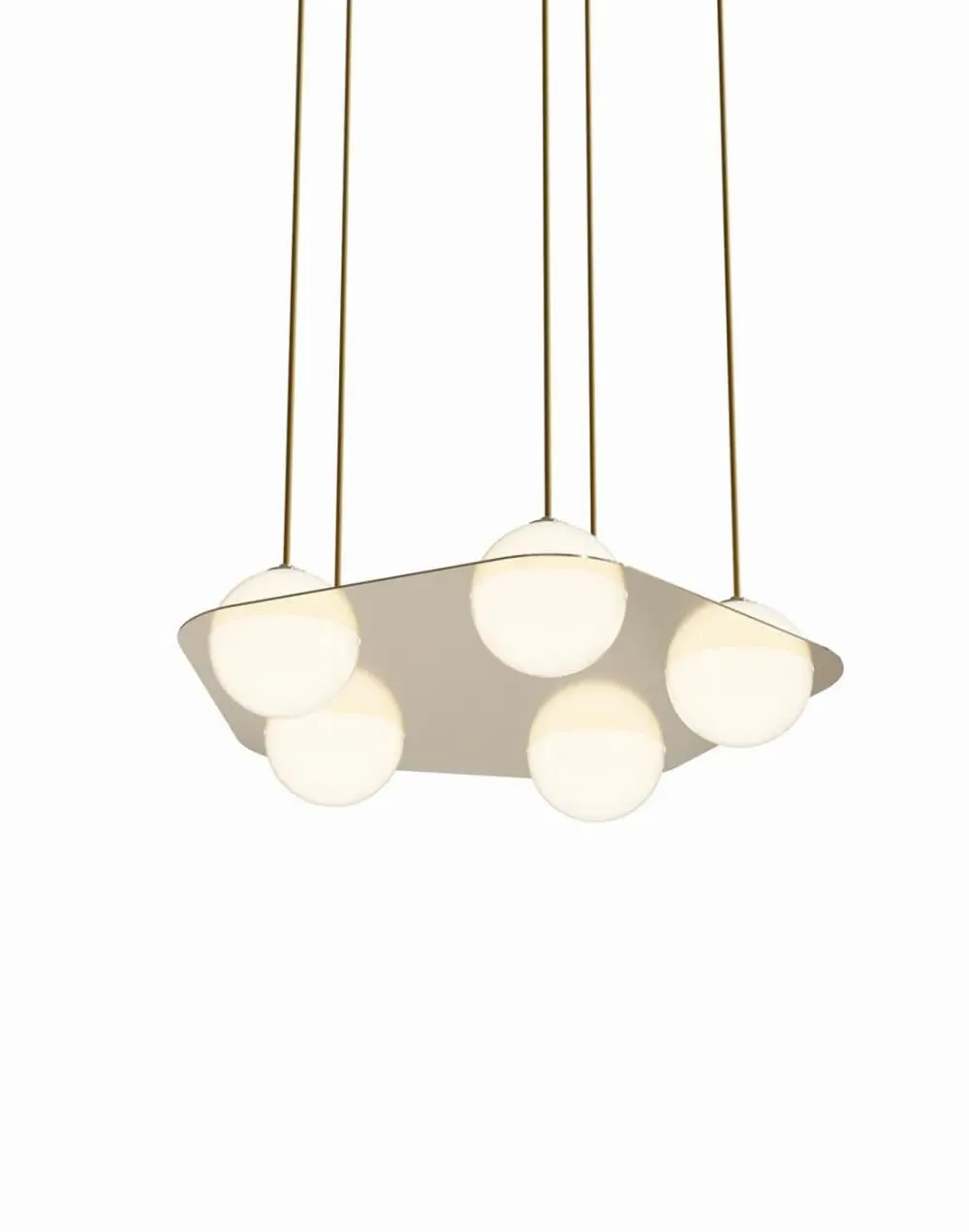 Hexagon Pendant Light with 5 Globes - Burgundy