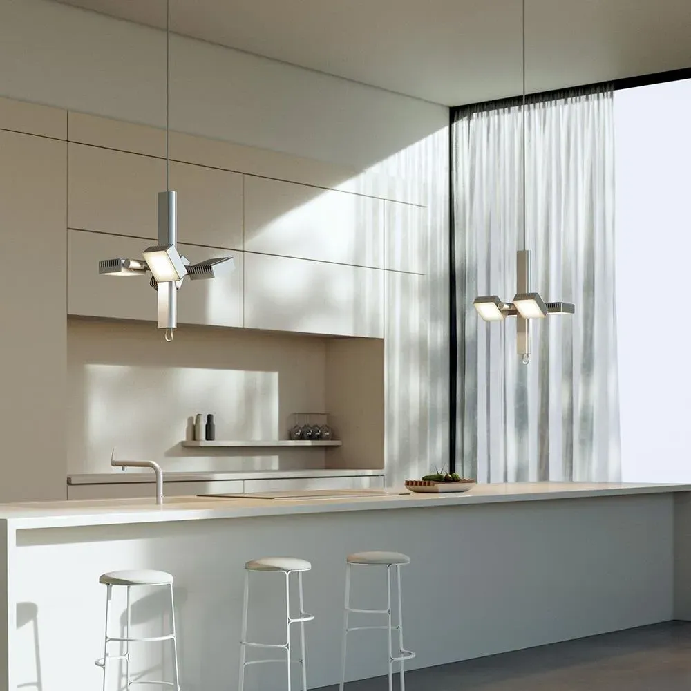 Pendant Light with Adjustable LEDs - Beige, Aluminium