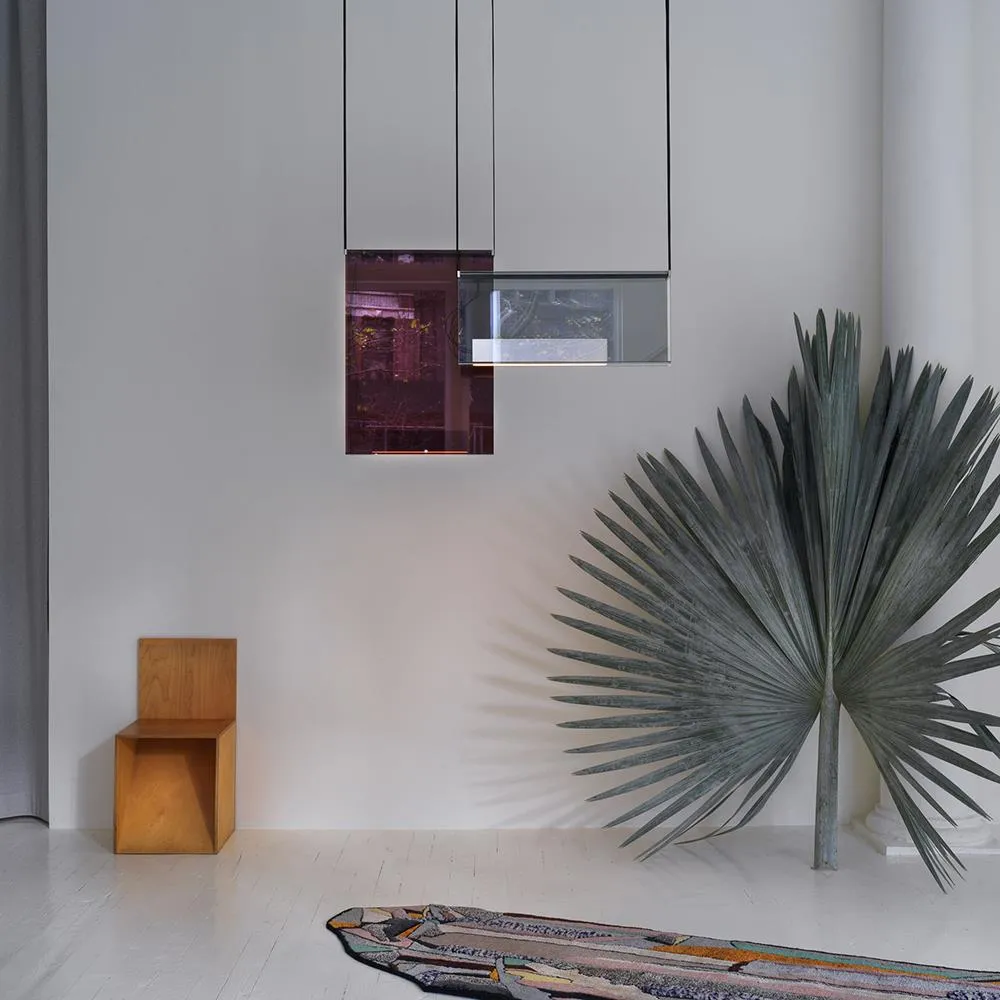 Pendant Light with Aluminium Box - Black, Glass