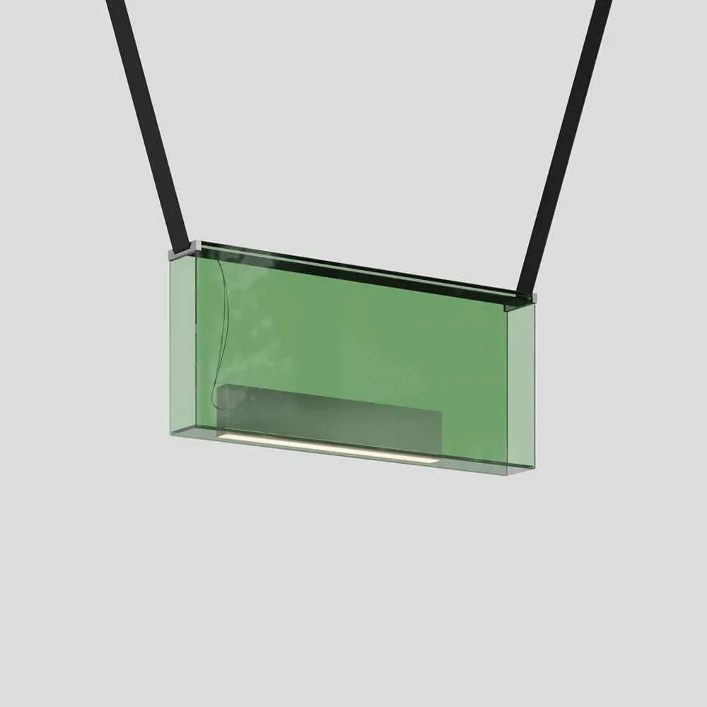 Pendant Light with Aluminium Box - Green, Glass