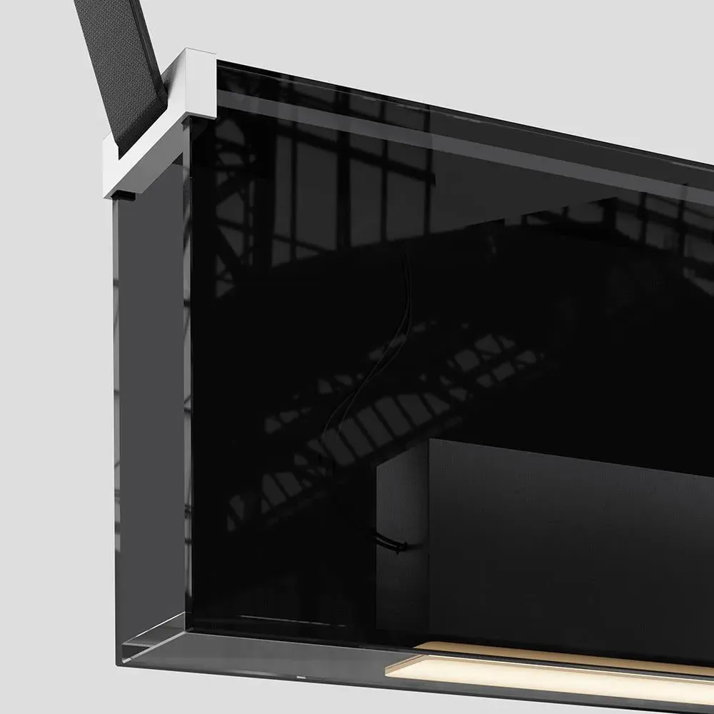 Pendant Light with Glass Diffuser - Black, Acrylic