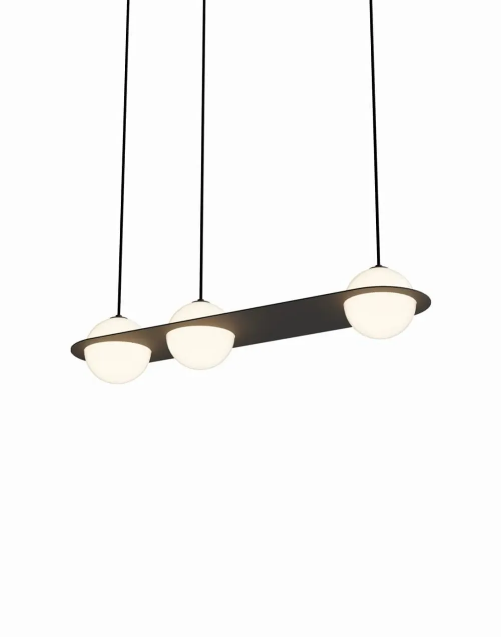 Rectangle Pendant Light with 3 Globes - Burgundy