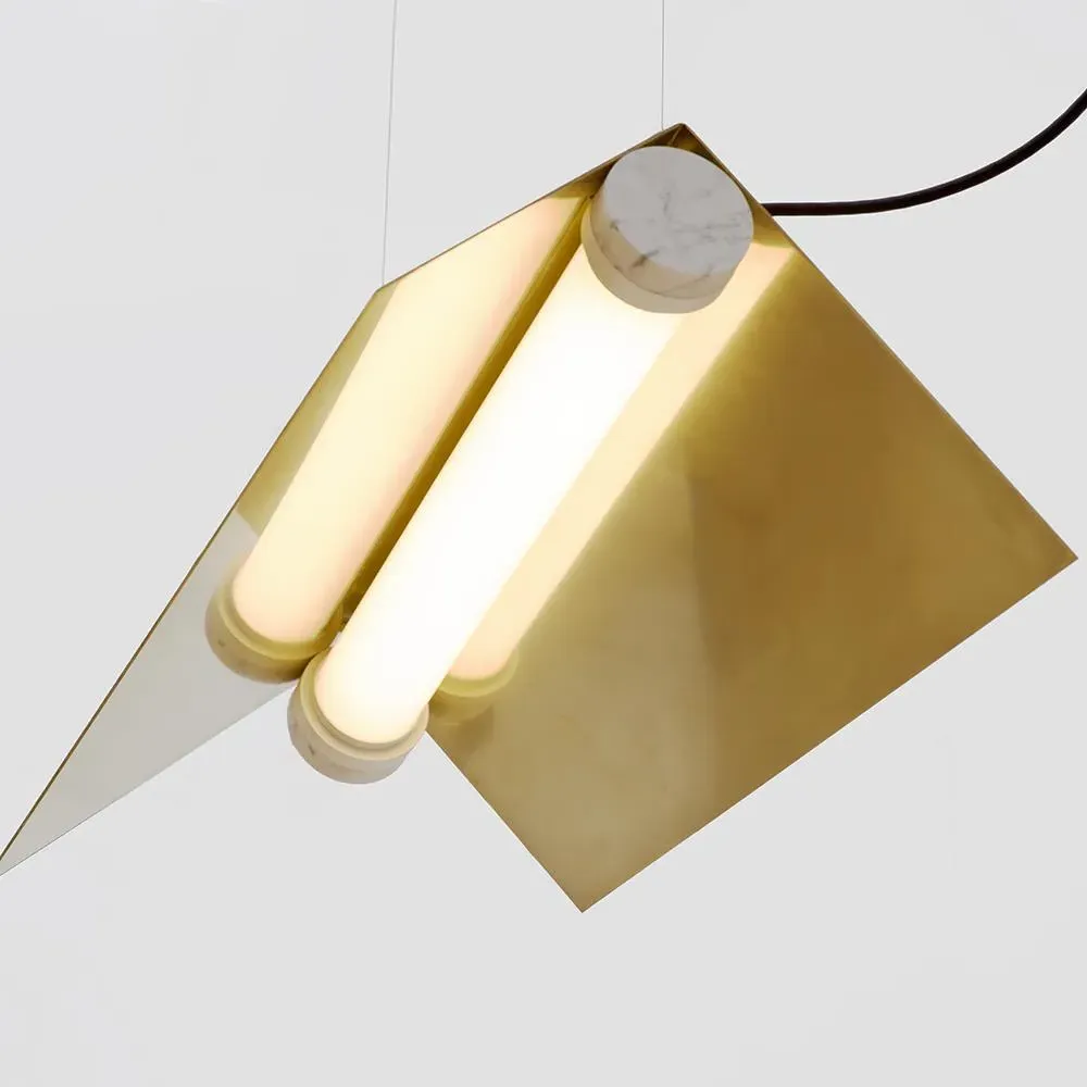 Small Pendant Light with Marble Base - Black, Metal