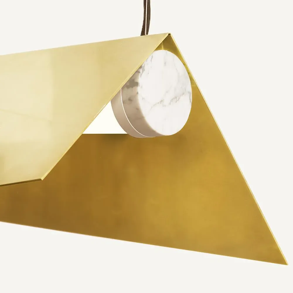 Small Pendant Light with Marble Base - White, Metal