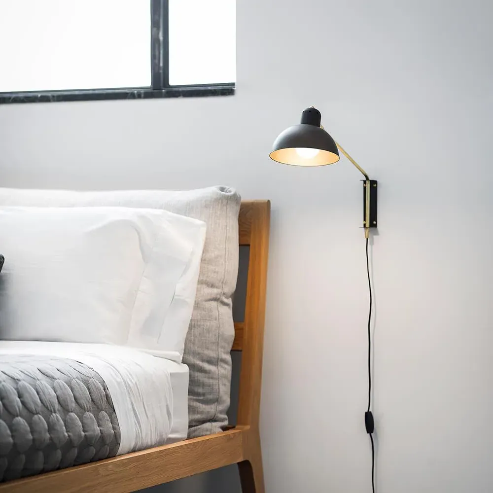 Small Wall Light with Plug - Black, Steel