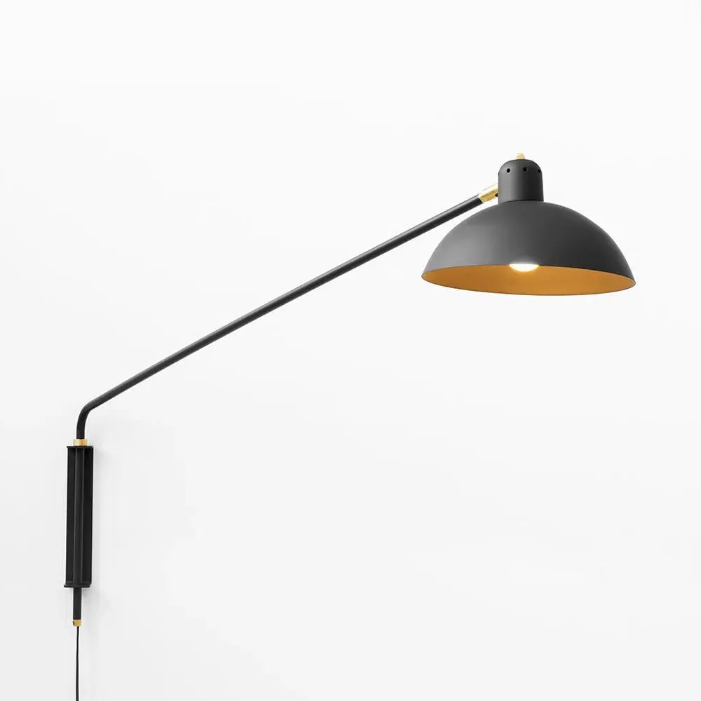 Waldorf Large Wall Light with Adjustable Shade - Black, Graphite