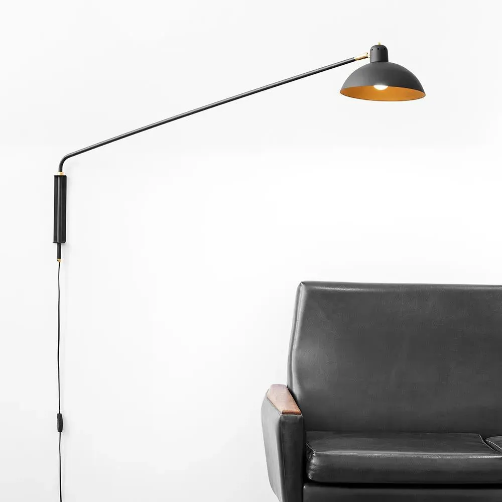 Waldorf Large Wall Light with Adjustable Shade - White, Brass