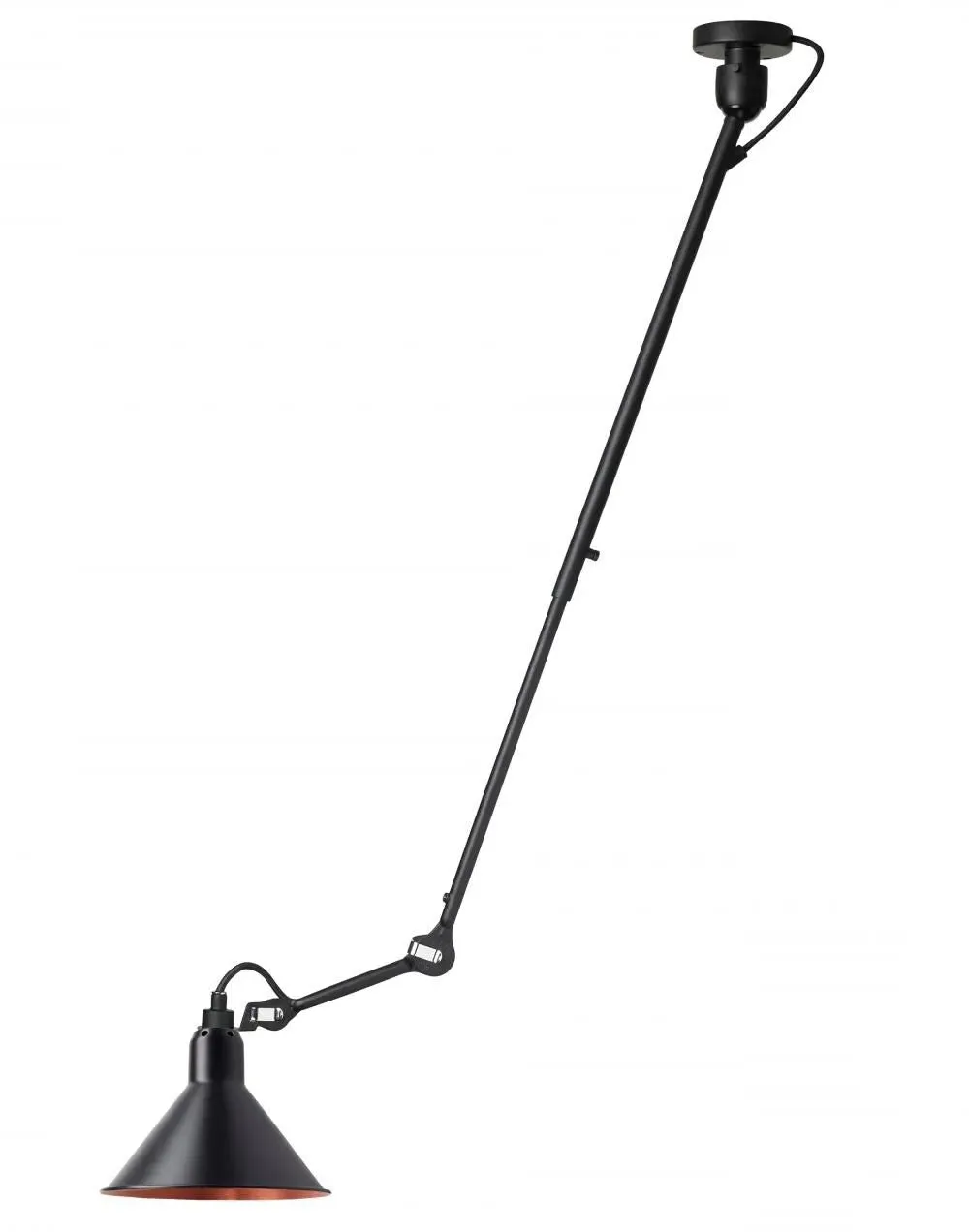 Conical Ceiling Light with Adjustable Arm - Black