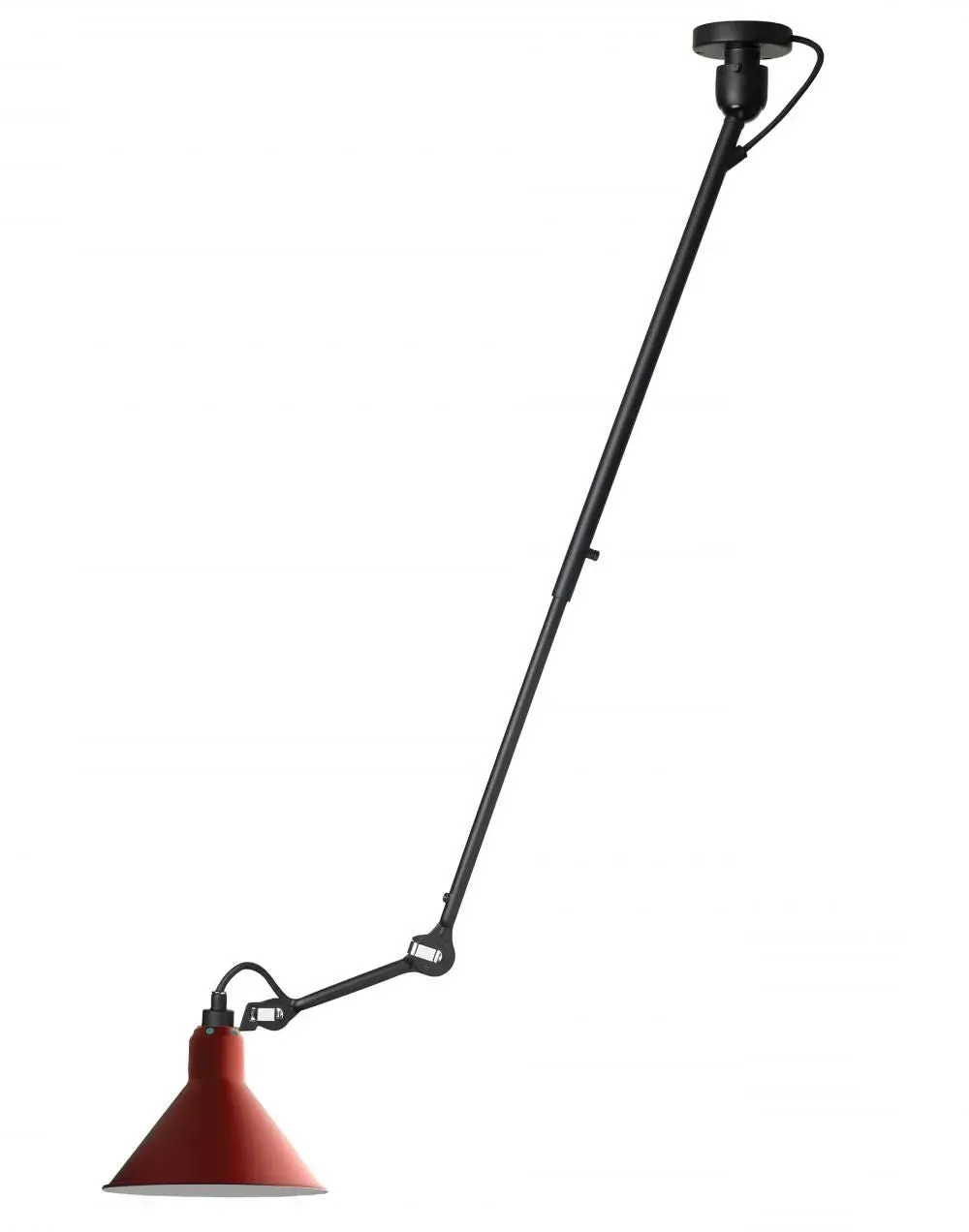 Conical Ceiling Light with Adjustable Arm - Red
