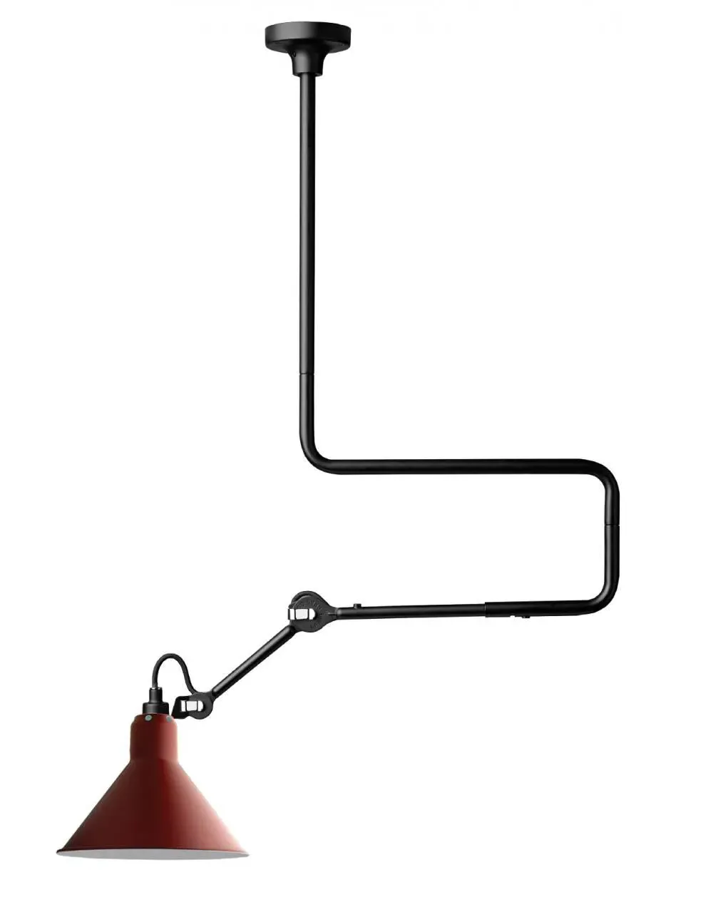Conical Ceiling Light with Double Elbow - Red