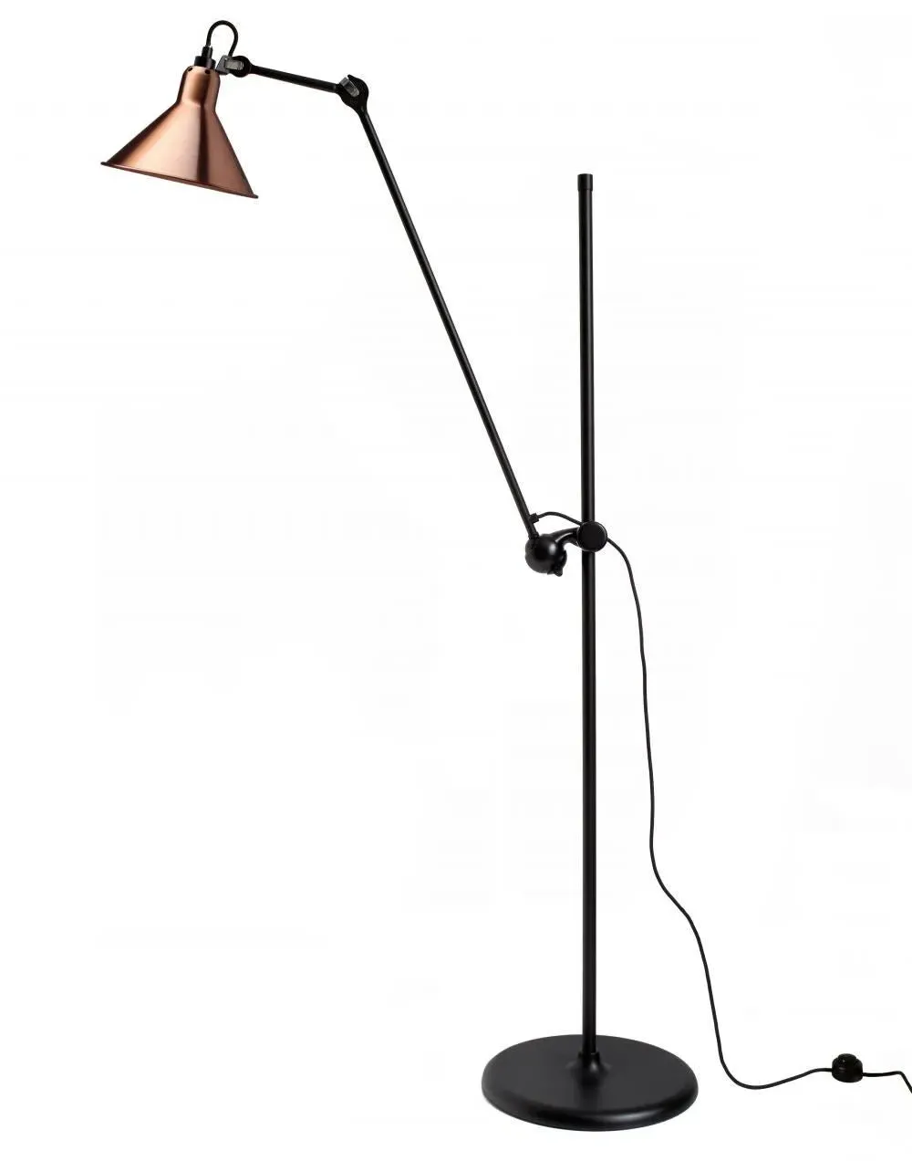 Conical Floor Lamp with Adjustable Arm - Copper