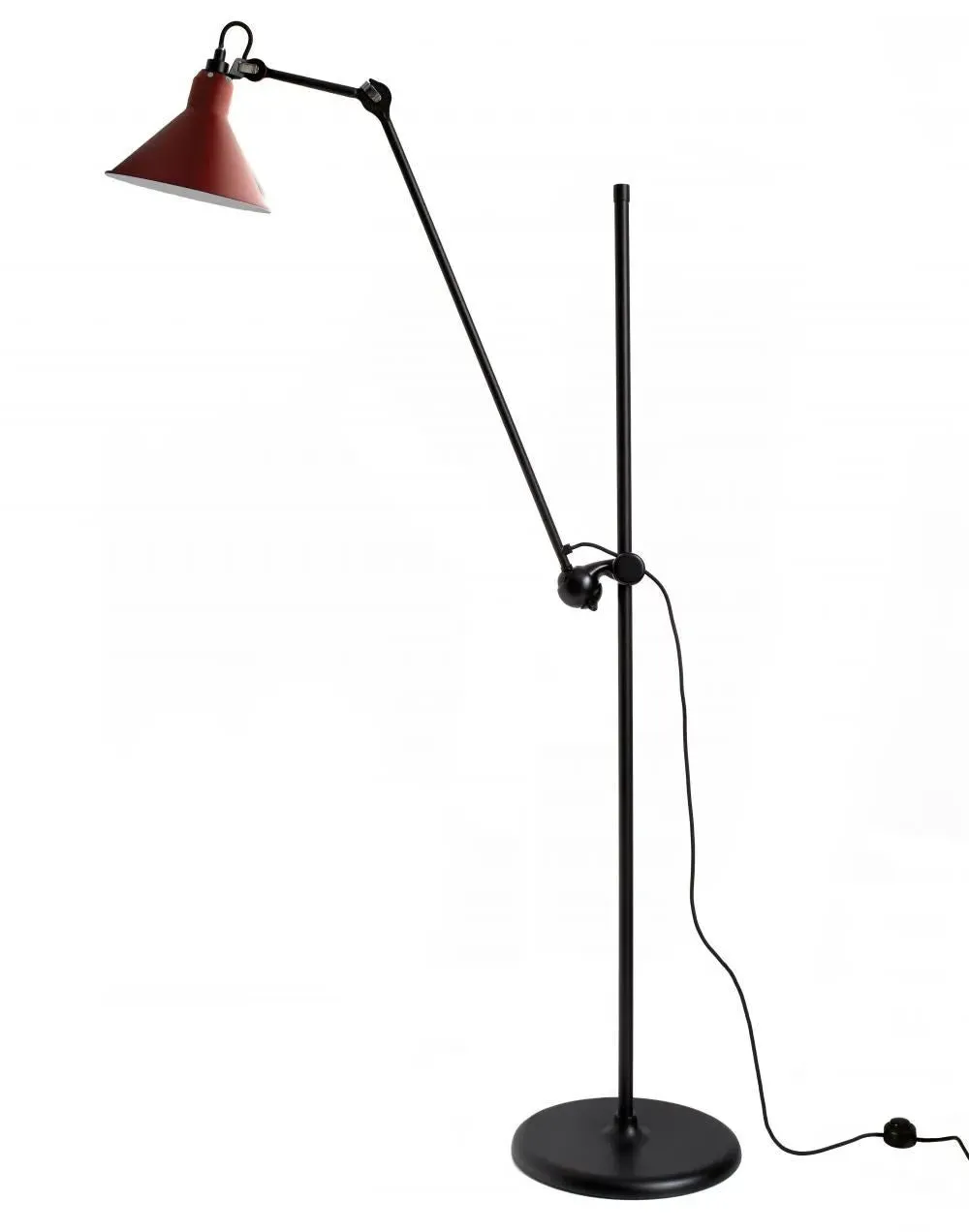 Conical Floor Lamp with Adjustable Arm - Red