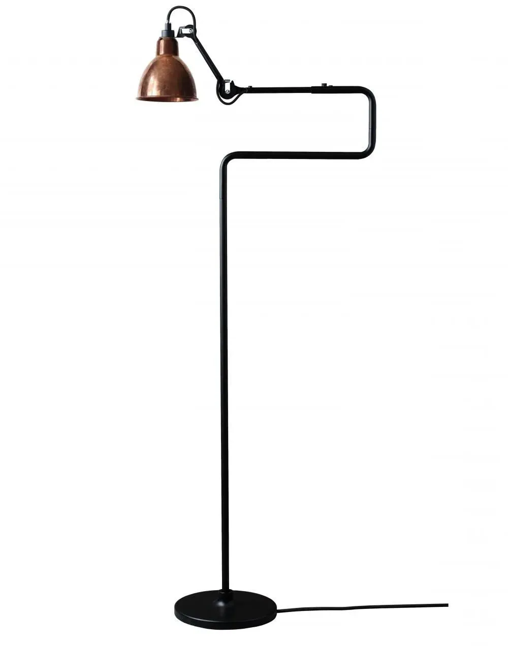 Conical Floor Lamp with Double Elbow - Copper