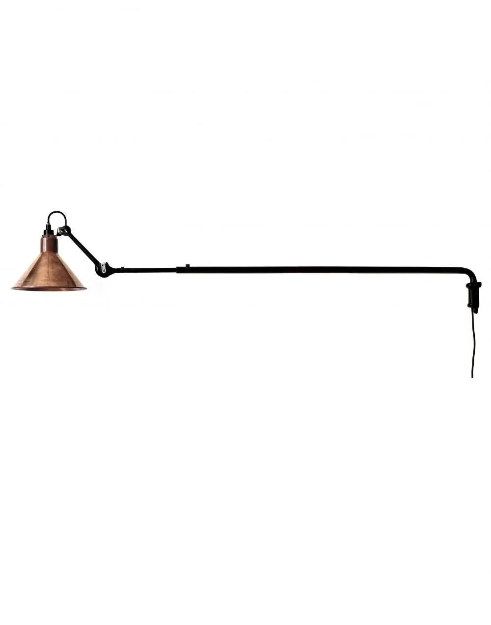 Conical Wall Light with Adjustable Arm - Black