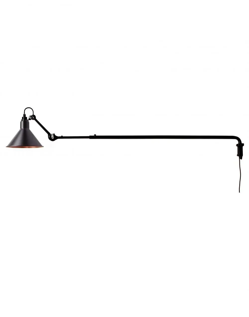 Conical Wall Light with Adjustable Arm - Black