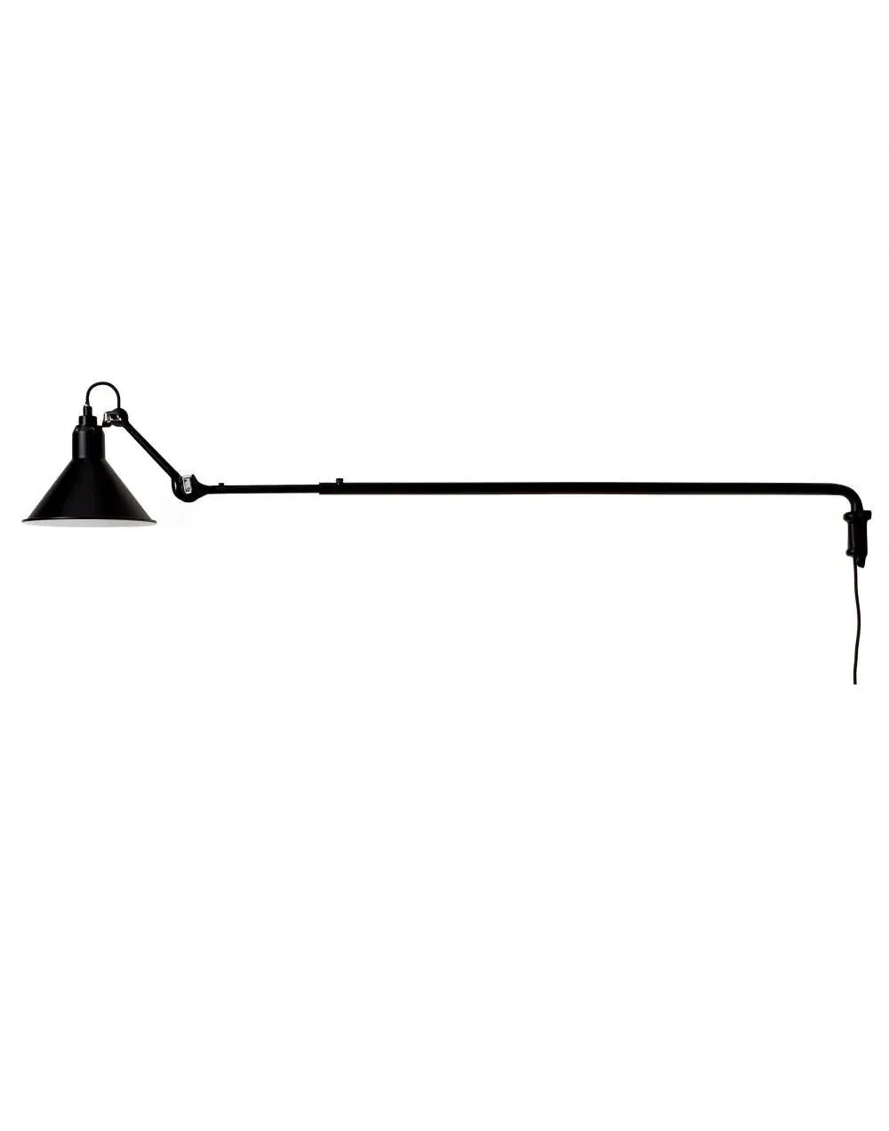 Conical Wall Light with Adjustable Arm - Black