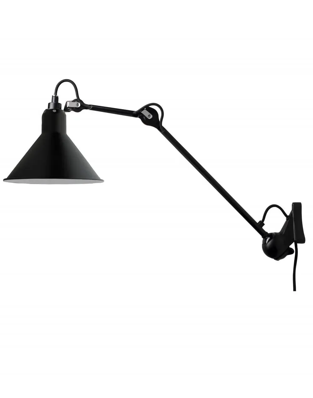 Conical Wall Light with Adjustable Arm - Black