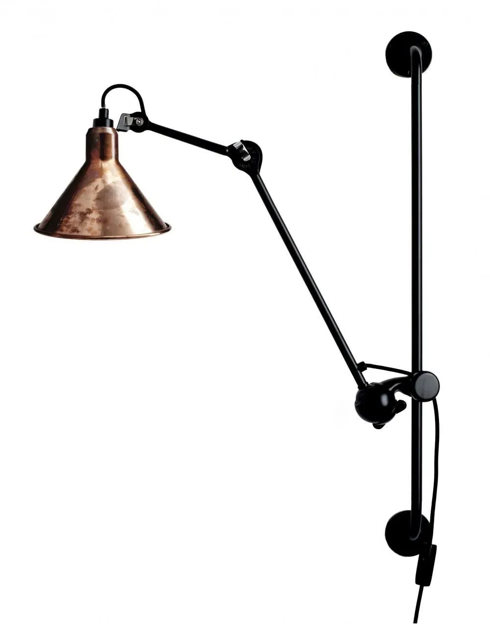 Conical Wall Light with Arm - White, Metal