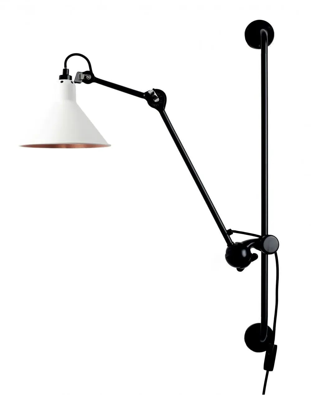 Conical Wall Light with Arm - White, Metal