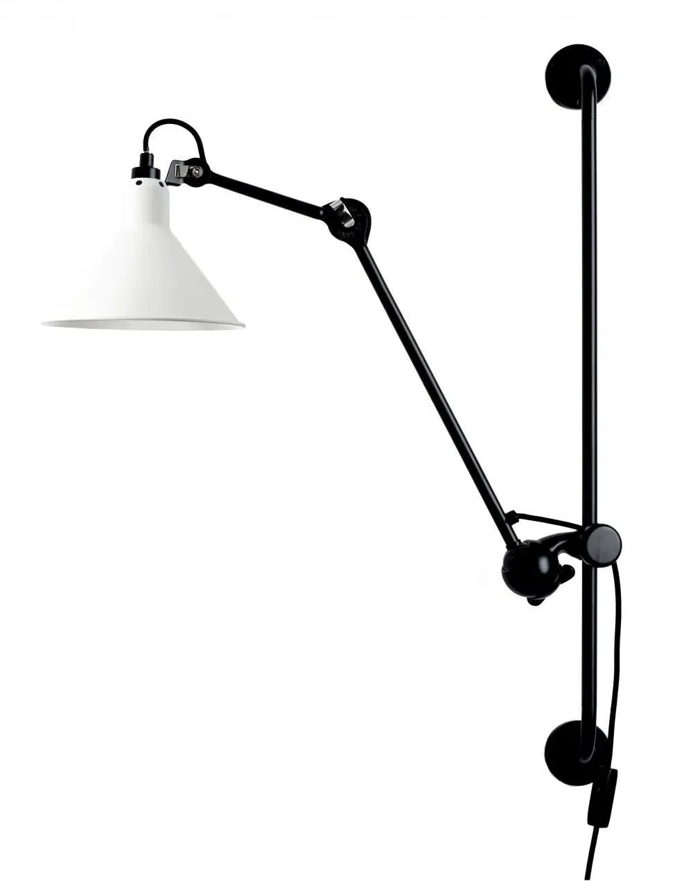 Conical Wall Light with Arm - White, Metal