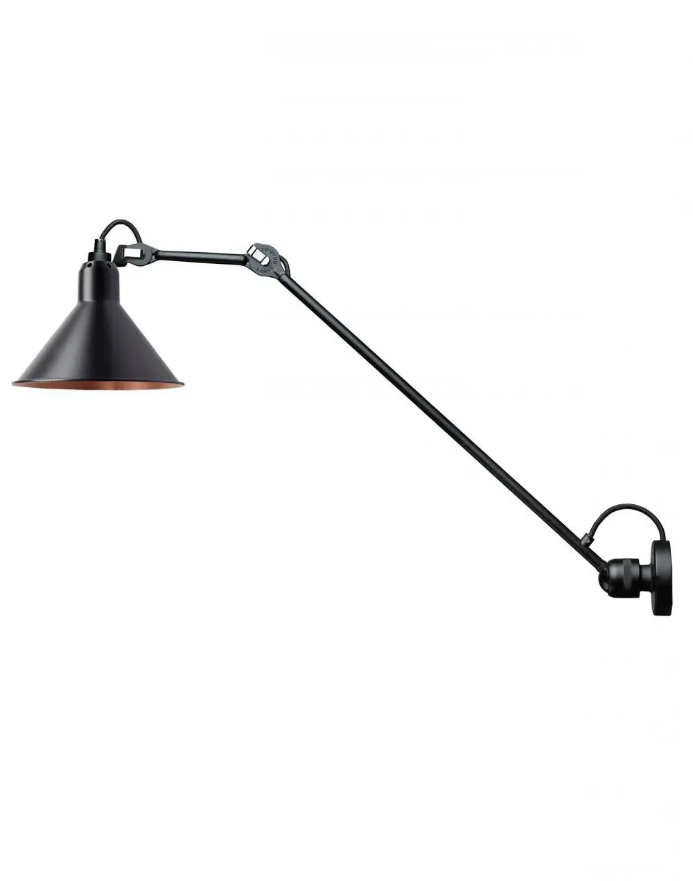 Conical Wall Light with Copper Interior - Black