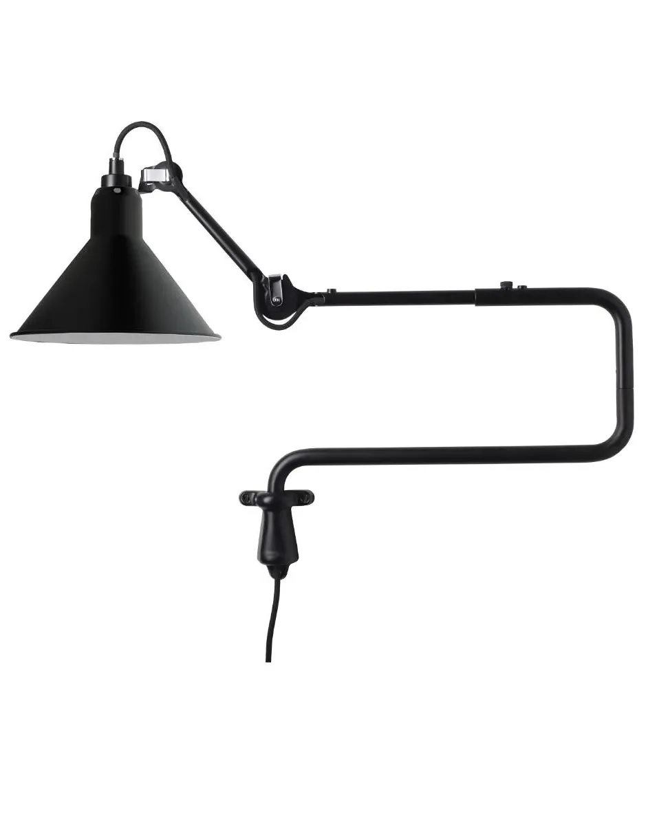 Conical Wall Light with Double Elbow - Black