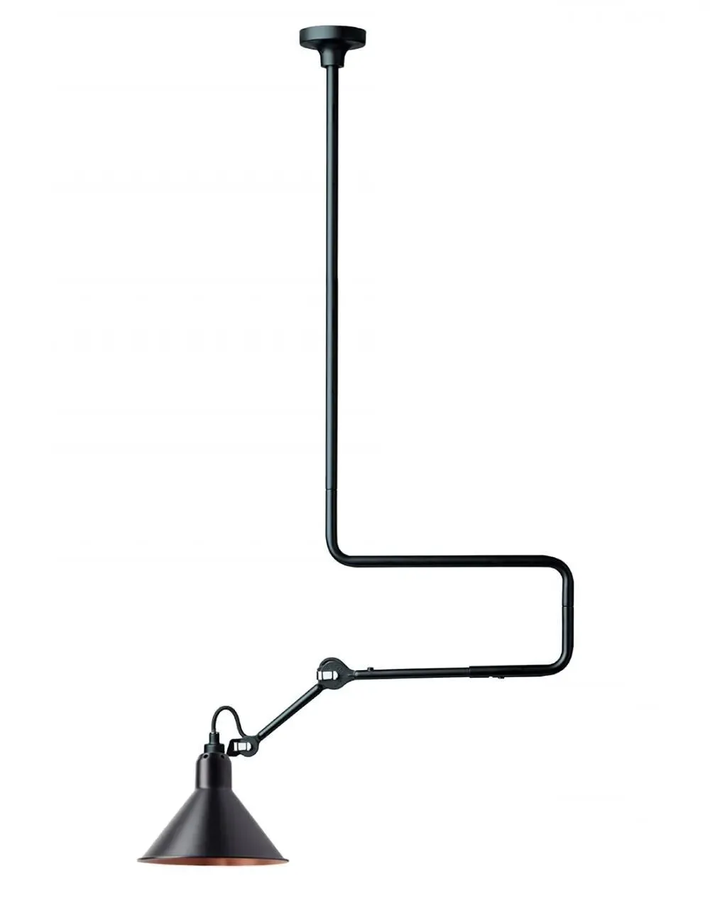 Large Ceiling Light with Double Elbow - Black