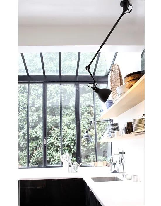 Large Conical Ceiling Light - Blue, Metal