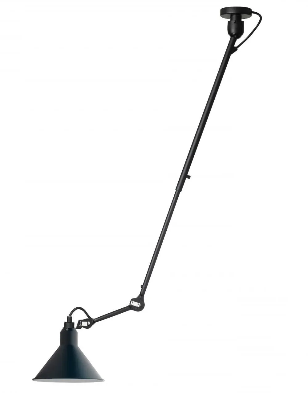 Large Conical Ceiling Light - Blue, Metal