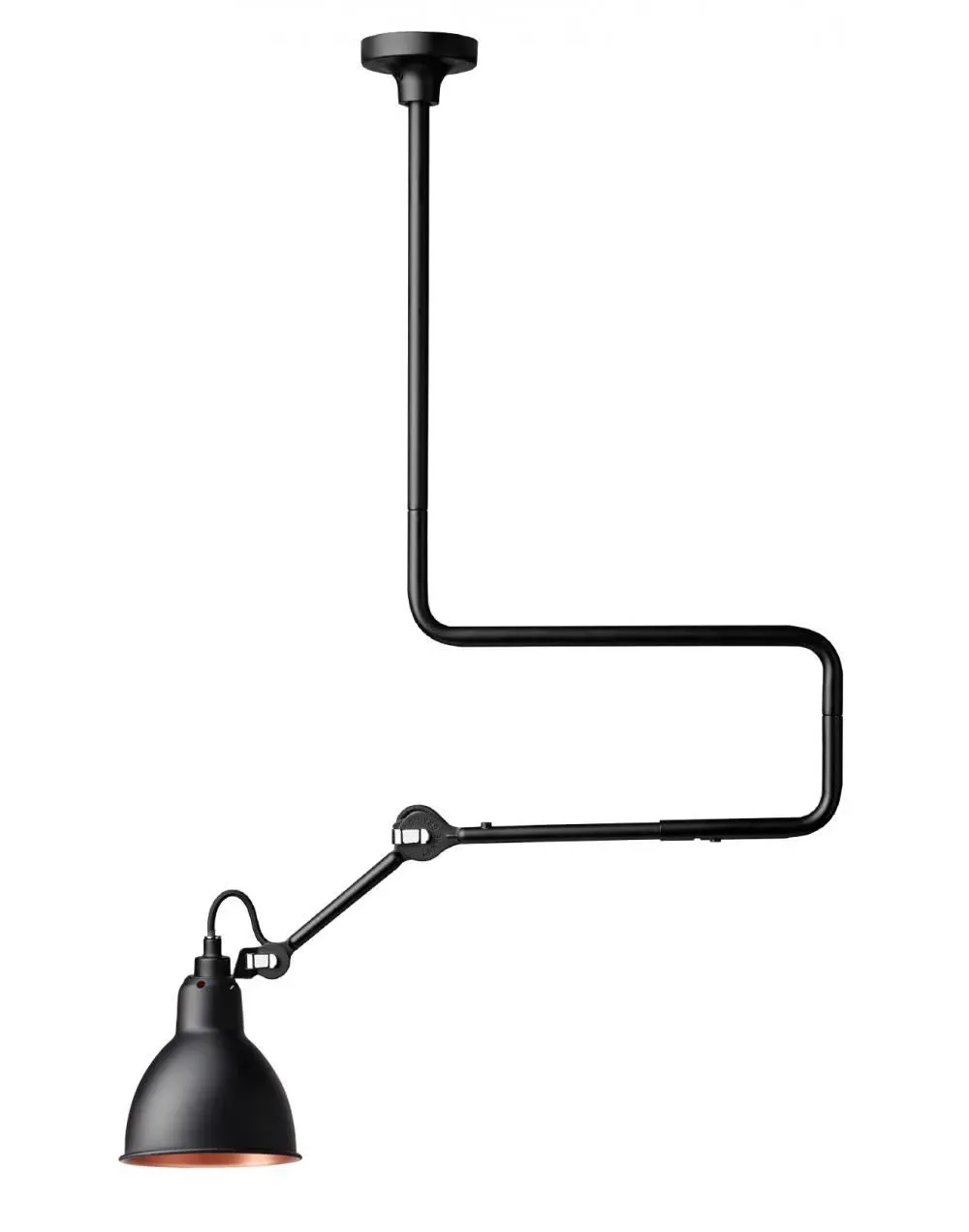 Round Ceiling Light with Double Elbow - Black